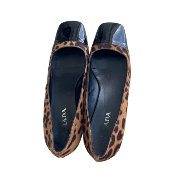 PRADA LEOPARD PRINT PONNY HAIR LEATHER AND PATENT SZ 8 - Picture 9 of 13